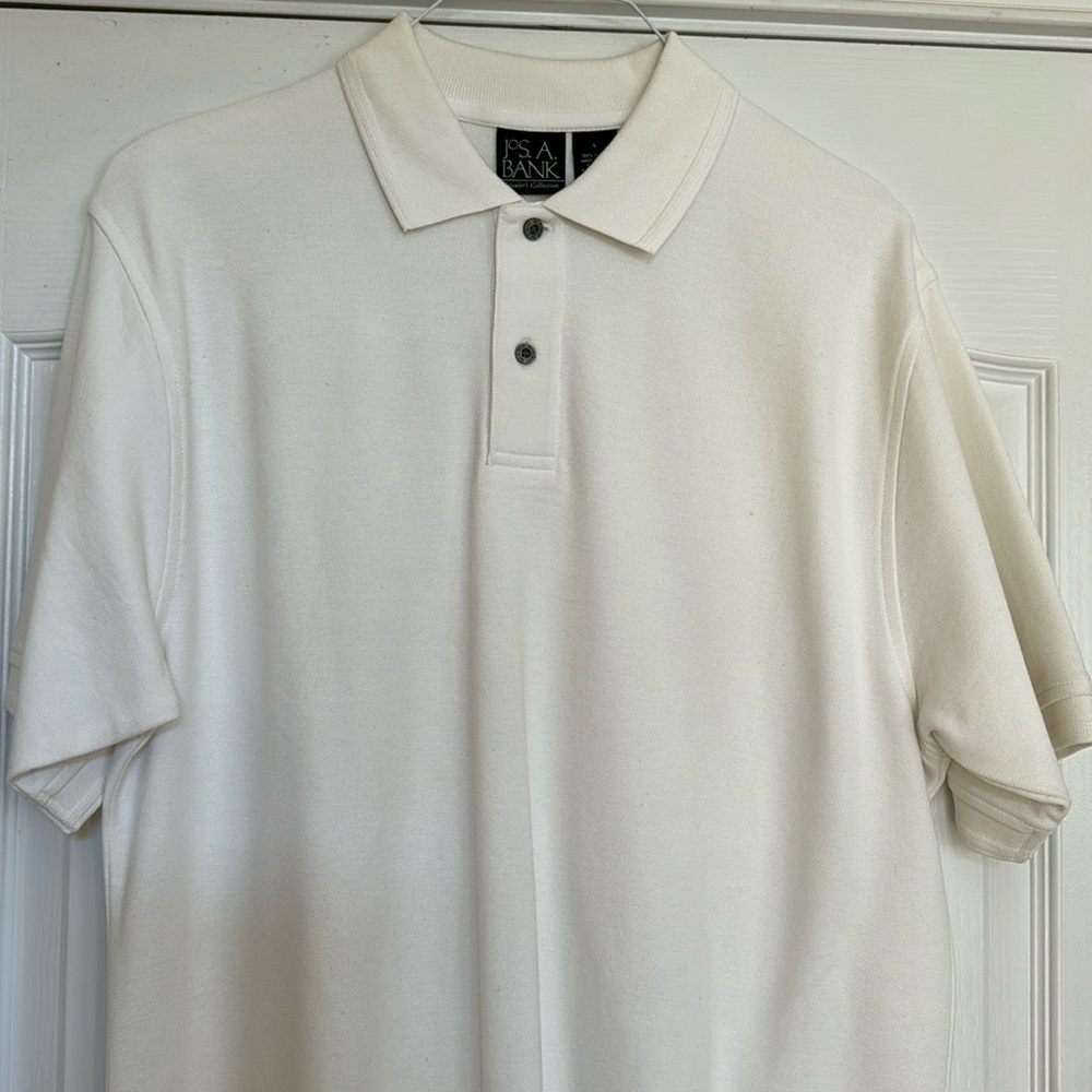 Jos A‎ Bank Men's L Polo white Short Sleeve 100% cotton Traveler’s collection